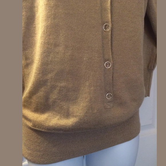 NWT J. CREW Collection Gold Beige Sweater Knit Buttons Cashmere Metallic Scoop - Picture 3 of 8